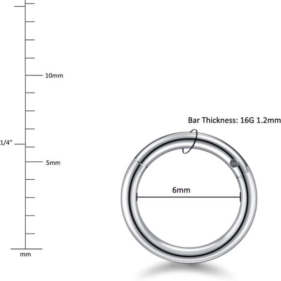 Set of 5 Stainless Steel Hinged Segment Hoop Nose Rings for Women & Men, Mixed C - Picture 2 of 6